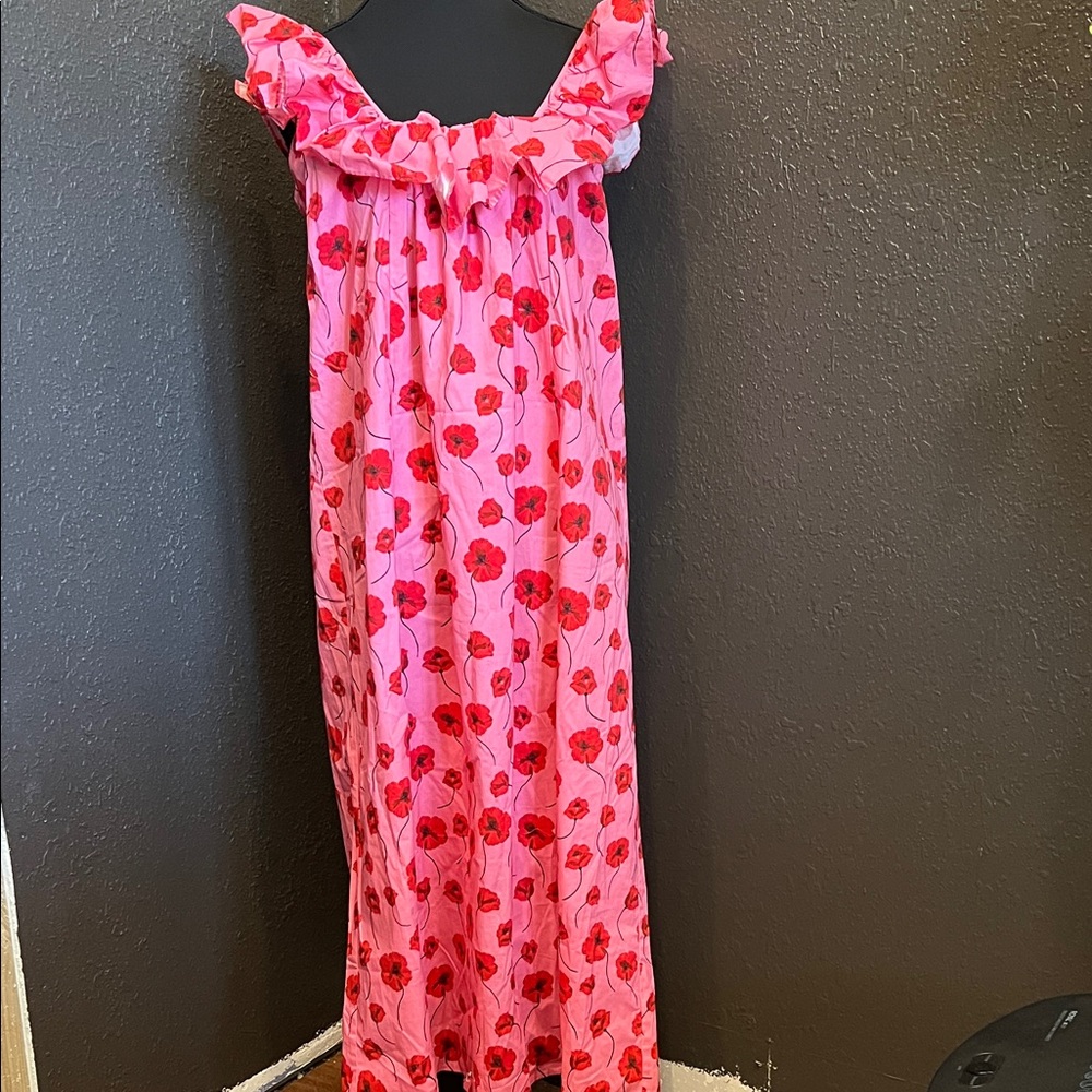Taylor Tillman Ali ruffle neck dress in Pink Poppy